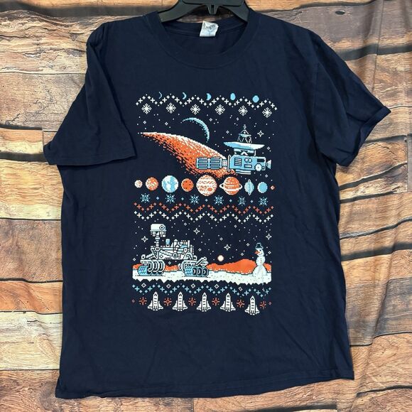 Loot Crate Exclusive NASA 8-Bit Space Ugly Christmas Sweater T-Shirt Mens XL Tee - Picture 1 of 7
